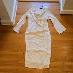 NWT, Zara, Ecru Midi Satin Dress Chain, Women's S